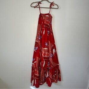 Hilo Hattie Hawaiian Maxi Dress Shift Bird Of Paradise Botanical Print Cotton M